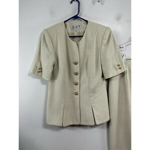 Womans Excellent Condition Atrium Collection 2 Pc Lined Business Suit 10 Ivory